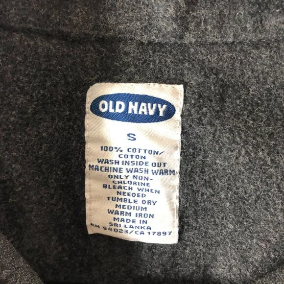 Old Navy Mens Vintage Flannel Shirt Chest Pockets Cotton Solid Gray S - Picture 3 of 3